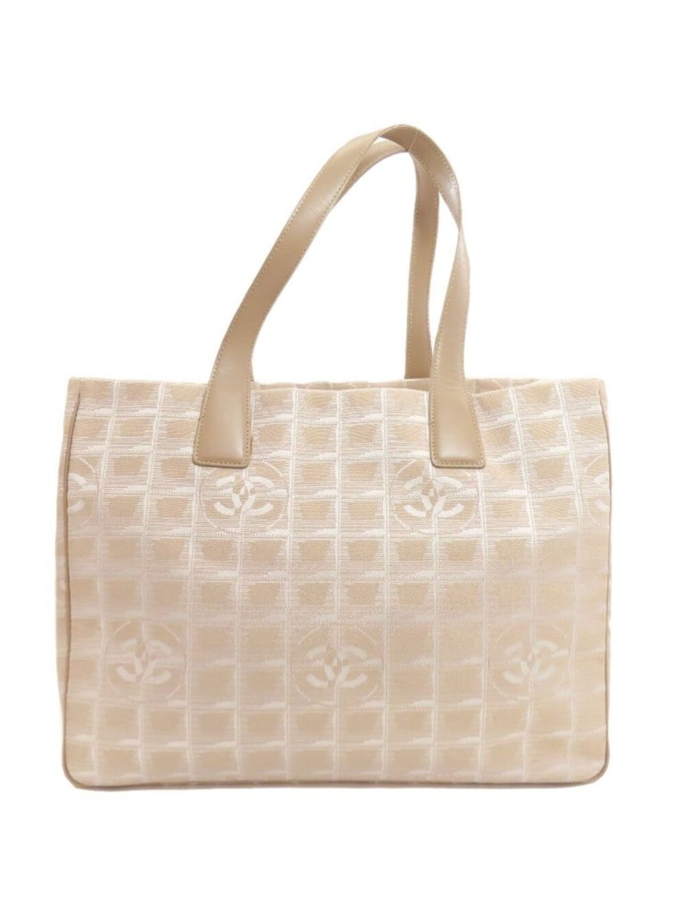 Chanel New Travel Line MM Gold Tote Bag Nylon Jacquard